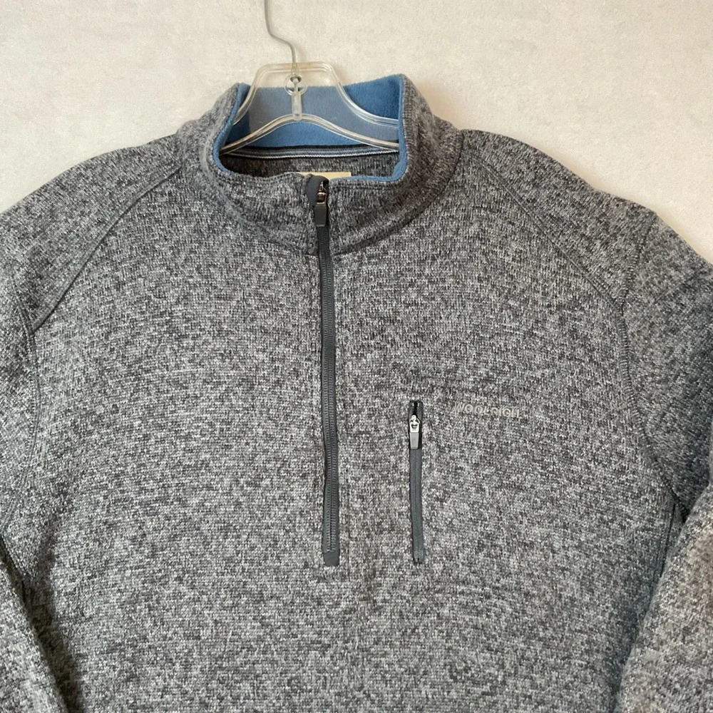Woolrich Mens XXL Navy Blue Heather Quarter Zip Fleece Pullover Sweater Jacket